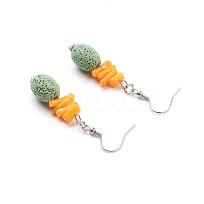 Natural Lava Rock Dangle Earrings EJEW-E260-A08-1
