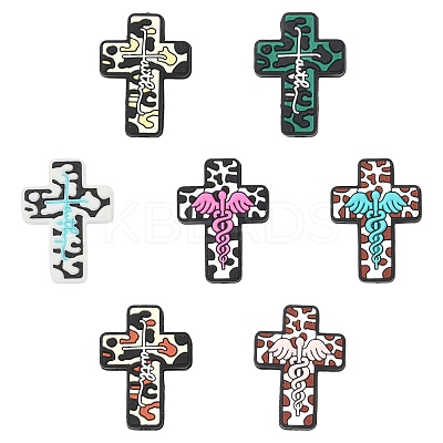 14Pcs 7 Styles Silicone Focal Beads SIL-CJ0002-91-1