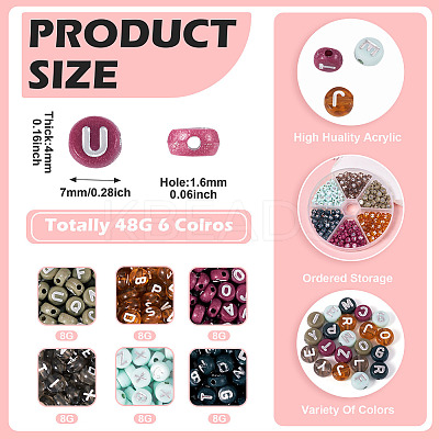 48G 6 Colors Opaque Acrylic Beads OACR-TA0003-50-1