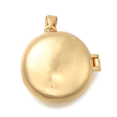 Brass Flat Round Locket Pendants KK-D431-028B-G-1