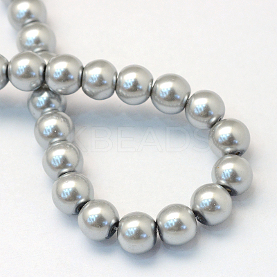 Baking Paint Pearlized Glass Pearl Round Bead Strands X-HY-Q003-6mm-34-1