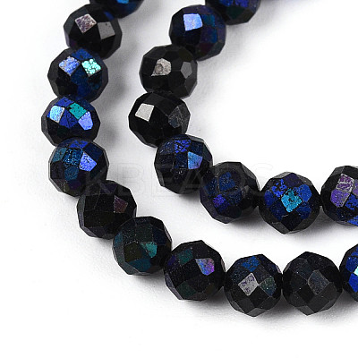 AB Color Plated Natural Black Spinel Beads Strands G-T144-B07-03-1