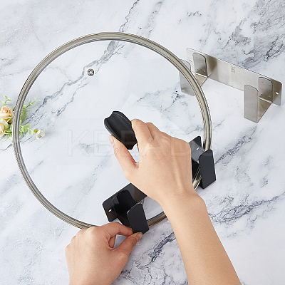 4 Sets 2 Colors Adhesive Wall Mounted Stainless Steel Pot Lid Holders AJEW-FH0004-53-1