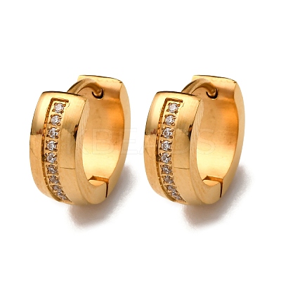 304 Stainless Steel Clear Cubic Zirconia Hoop Earrings EJEW-D331-08B-G-1