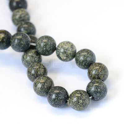 Natural Serpentine/Green Lace Stone Round Bead Strands G-E334-6mm-14-1