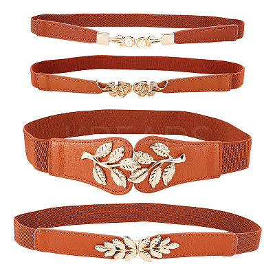 4Pcs 4 Style Imitation Leather Elastic Chain Belt AJEW-GA0006-22A-1