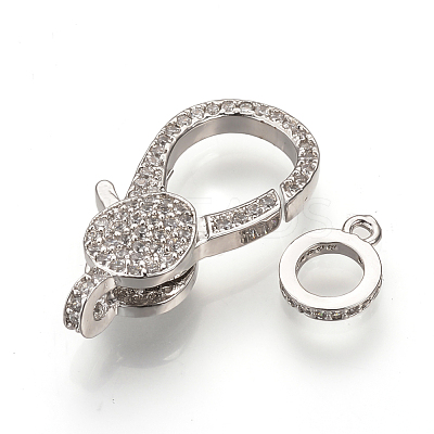 Brass Micro Pave Cubic Zirconia Lobster Claw Clasps ZIRC-S058-17P-1
