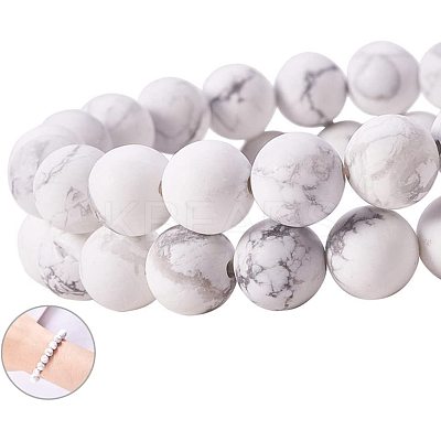 Frosted Natural Howlite Bead Strands G-PH0028-8mm-01-1
