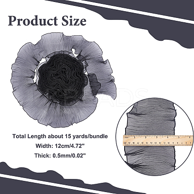 Polyester Pleated Lace Trim Ribbon OCOR-WH0079-45A-1