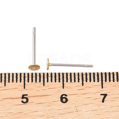 304 Stainless Steel Stud Earring Settings with Flat Round Brass Head STAS-R073-01-1