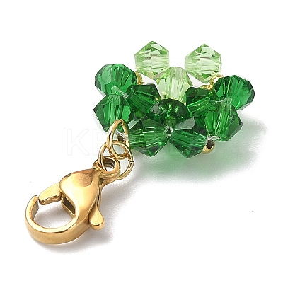 Clover Glass Pendant Decoration HJEW-TA00029-1
