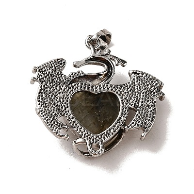 Natural Labradorite Heart Pendants KK-K331-01AS-04-1