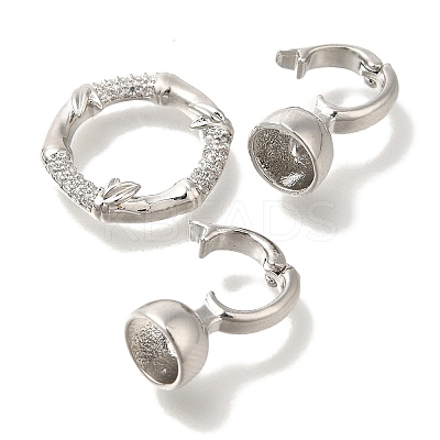 Brass Micro Pave Clear Cubic Zirconia Fold Over Clasps KK-K389-125P-1