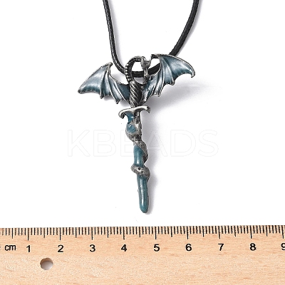 Alloy Enamel Dragon Wrapped Sword Pendant Necklaces LS-NJEW-V005-02P-02-1