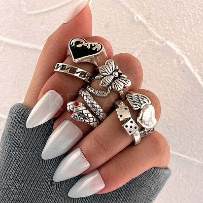 Retro Alloy Enamel and Rhinestone Rings Set FS-WGC6EFE-03-1
