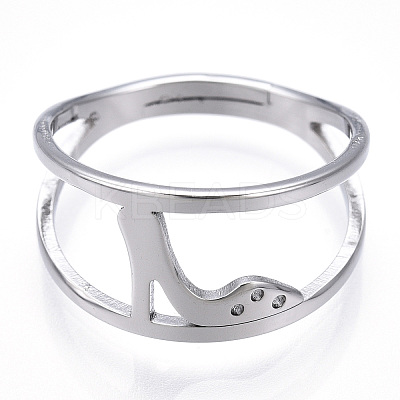 Non-Tarnish 304 Stainless Steel High-Heeled Shoes Adjustable Ring for Women RJEW-T027-07P-1