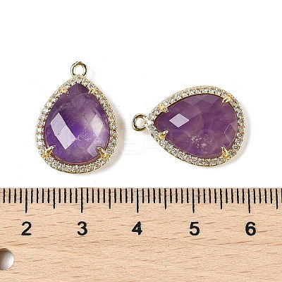 Natural Amethyst Faceted Teardrop Pendants G-I382-01G-09-1