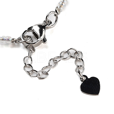 Natural Quartz Crystal Rock Crystal Heart Pendant Necklaces NJEW-G143-02I-1