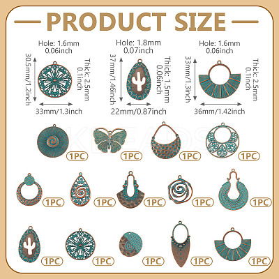 14Pcs 14 Styles Tibetan Style Alloy Pendants FIND-TA0010-61-1