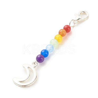 Chakra Theme Natural & Dyed Malaysia Jade Beaded Pendant Decorations HJEW-JM00642-01-1