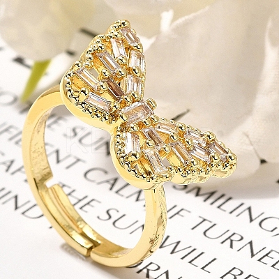 Adjustable Rack Plating Brass Micro Pave Cubic Zirconia Finger Rings for Women RJEW-M028-25G-05-1