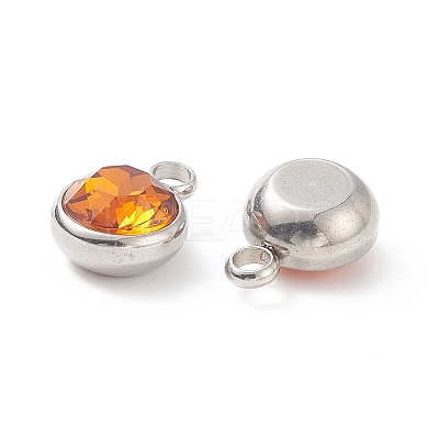 304 Stainless Steel Glass Rhinestone Charms STAS-E052-56C-1