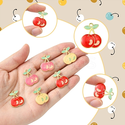 12Pcs 3 Colors Light Gold Plated Alloy Enamel Pendants FIND-FS0002-83-1