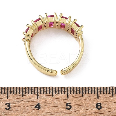 Brass Micro Pave Cubic Zirconia Cuff Open Rings for Women RJEW-L343-16G-02-1