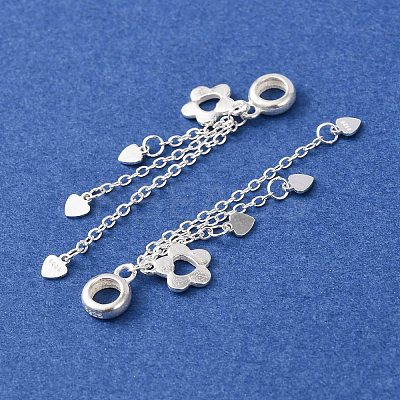 925 Sterling Silver Flower with Heart Tassel European Dangle Charms STER-K187-01S-1