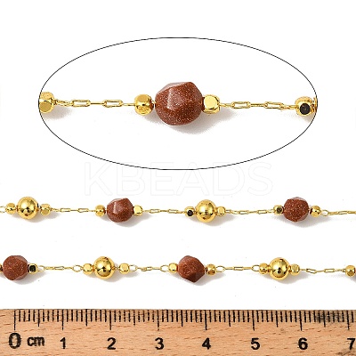 Handmade Goldstone Faceted Round Beaded Chains CHC-F021-01G-05-1