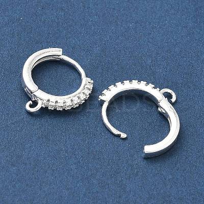 Brass Micro Pave Clear Cubic Zirconia Hoop Earring Findings KK-H532-14B-S-1