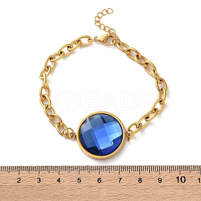 304 Stainless Steel Flat Round Link Bracelets BJEW-A036-10G-01-1