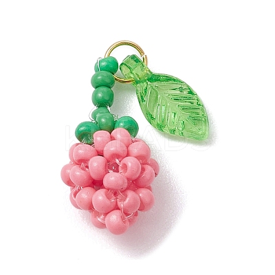 Glass Seed Beaded Rose Pendants PALLOY-MZ00627-05-1