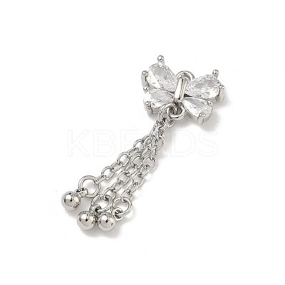 Brass Micro Pave Clear Cubic Zirconia Pendants KK-D228-02P-01-1