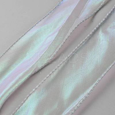 Rainbow Iridescent Laser Polyester Ribbon OCOR-WH0086-78F-1