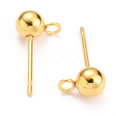 304 Stainless Steel Ball Post Stud Earring Findings STAS-Z035-02G-E-1