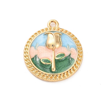 Brass Enamel Pendants KK-S502-07G-1