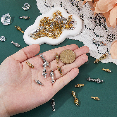 60Pcs 6 Styles Tibetan Style Zinc Alloy Connector Charms FIND-FH0009-83-1