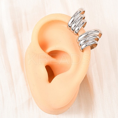 304 Stainless Steel Triple C-Shaped Cuff Earrings EJEW-K268-87P-1