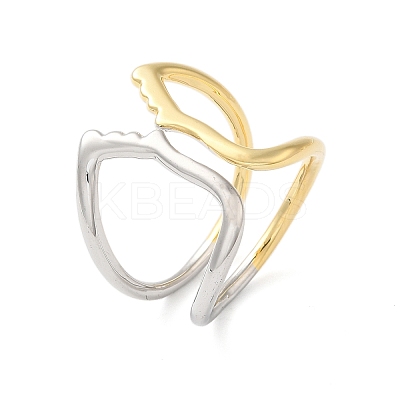 Brass Hollow Open Cuff Rings for Women RJEW-B062-12GP-1