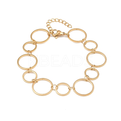 304 Stainless Steel Link Chain Bracelets for Women BJEW-P373-03C-G-1