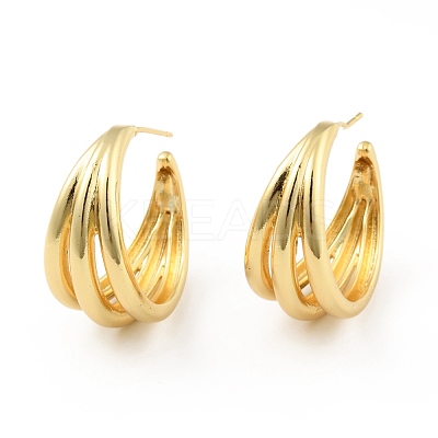 Rack Plating Brass Chunky Stud Earrings EJEW-C035-07G-1
