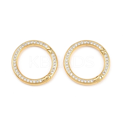 Brass Micro Pave Clear Cubic Zirconia Spring Gate Rings KK-H292-06G-1