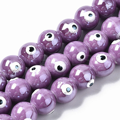 Handmade Porcelain Ceramic Beads Strands PORC-T006-02F-1