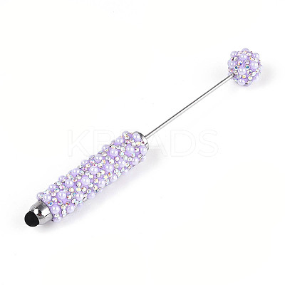 ABS Imitation Pearl & Polymer Clay Pave Rhinestone Touch Screen Stylus AJEW-T013-06E-1