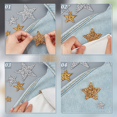 42Pcs 10 Style Star Glitter Hotfix Rhinestone FIND-PH0017-02-1