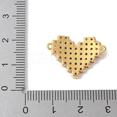 Brass Micro Pave Cubic Zirconia Heart Connector Charms KK-A252-28G-04-1