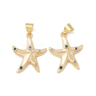 Brass Micro Pave Colorful Cubic Zirconia Enamel Pendants KK-G536-17G-1
