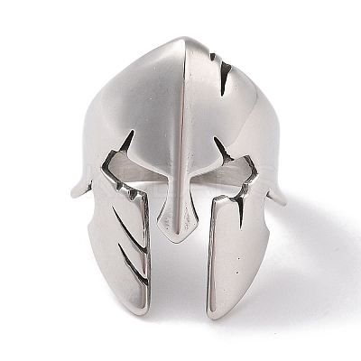 Non-Tarnish 304 Stainless Steel Spartan Soldier Helmet Finger Rings for Men RJEW-U005-05AS-1