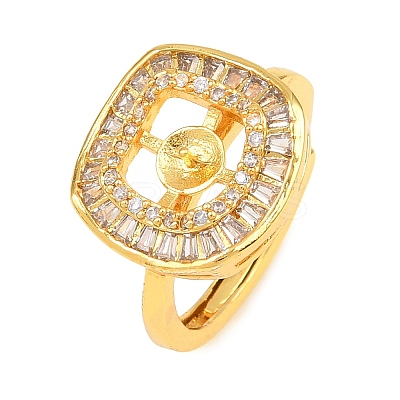 Brass Micro Pave Cubic Zirconia Adjustable Ring Components KK-CBAC351-03G-1